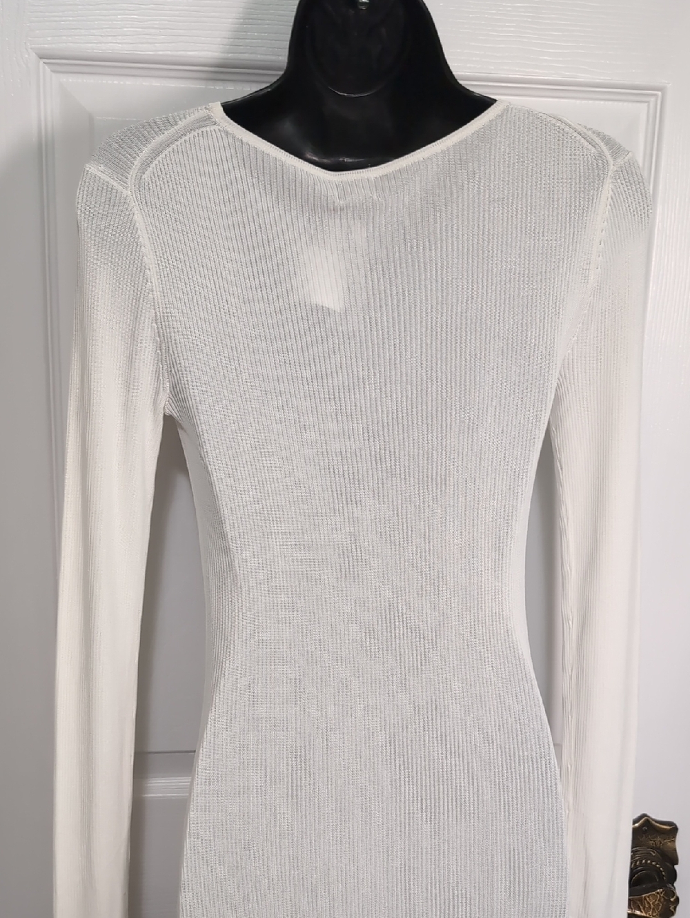 NEW Aritzia Ten Madera Cream Long Sleeve Ribbed Maxi Dress Size Small - Picture 5 of 15